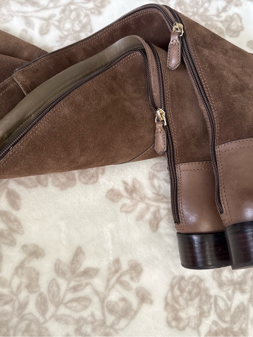 EUC Tory Burch Simone Suede Leather Over The Knee Riding Boots Logo Back Zip - Picture 11 of 14